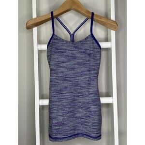 Lululemon Tank Top Womens 4 Purple White Athletic Sports Tank  Removable Pads